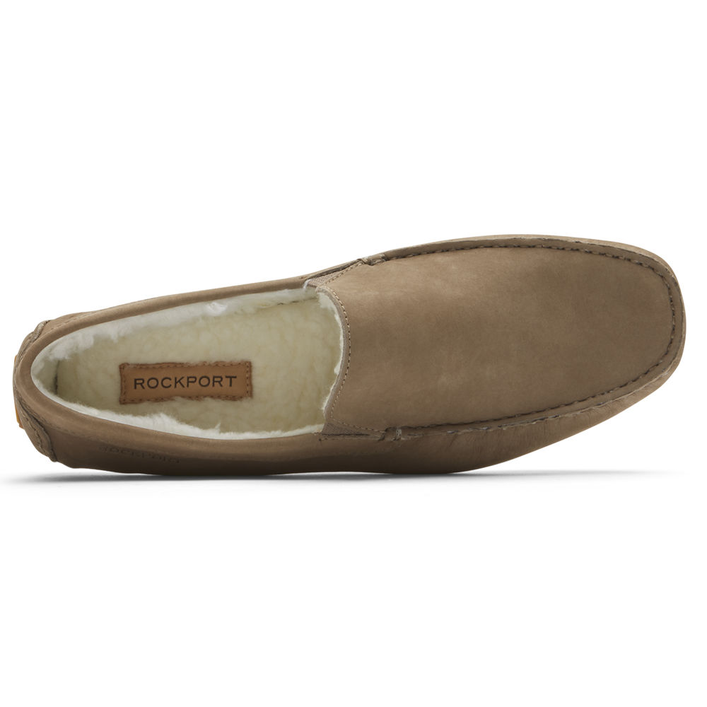 rockport men's rhyder leather slippers